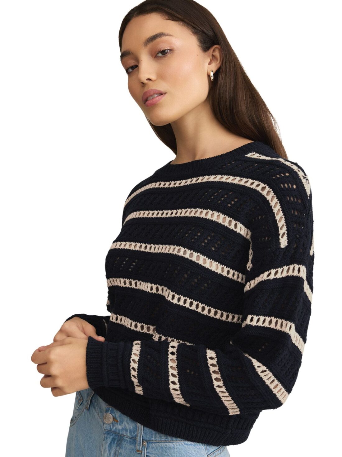 z supply estero stripe sweater in eclipse