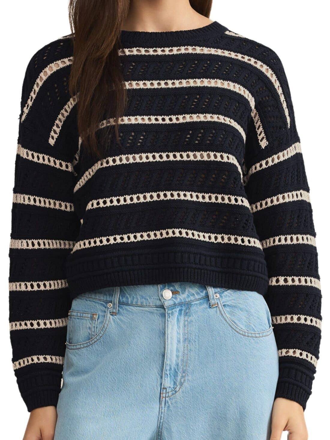 z supply estero stripe sweater in eclipse