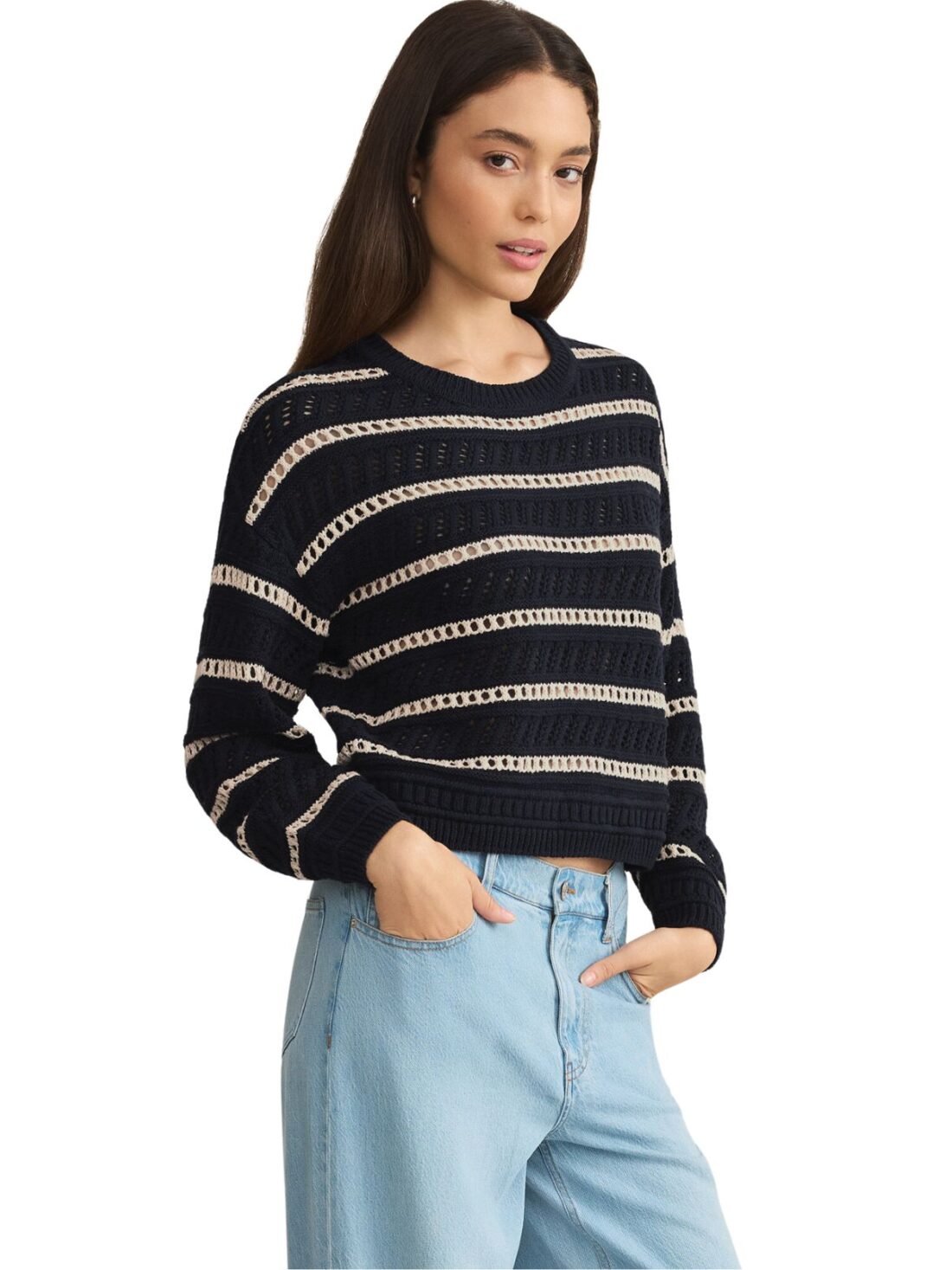 z supply estero stripe sweater in eclipse