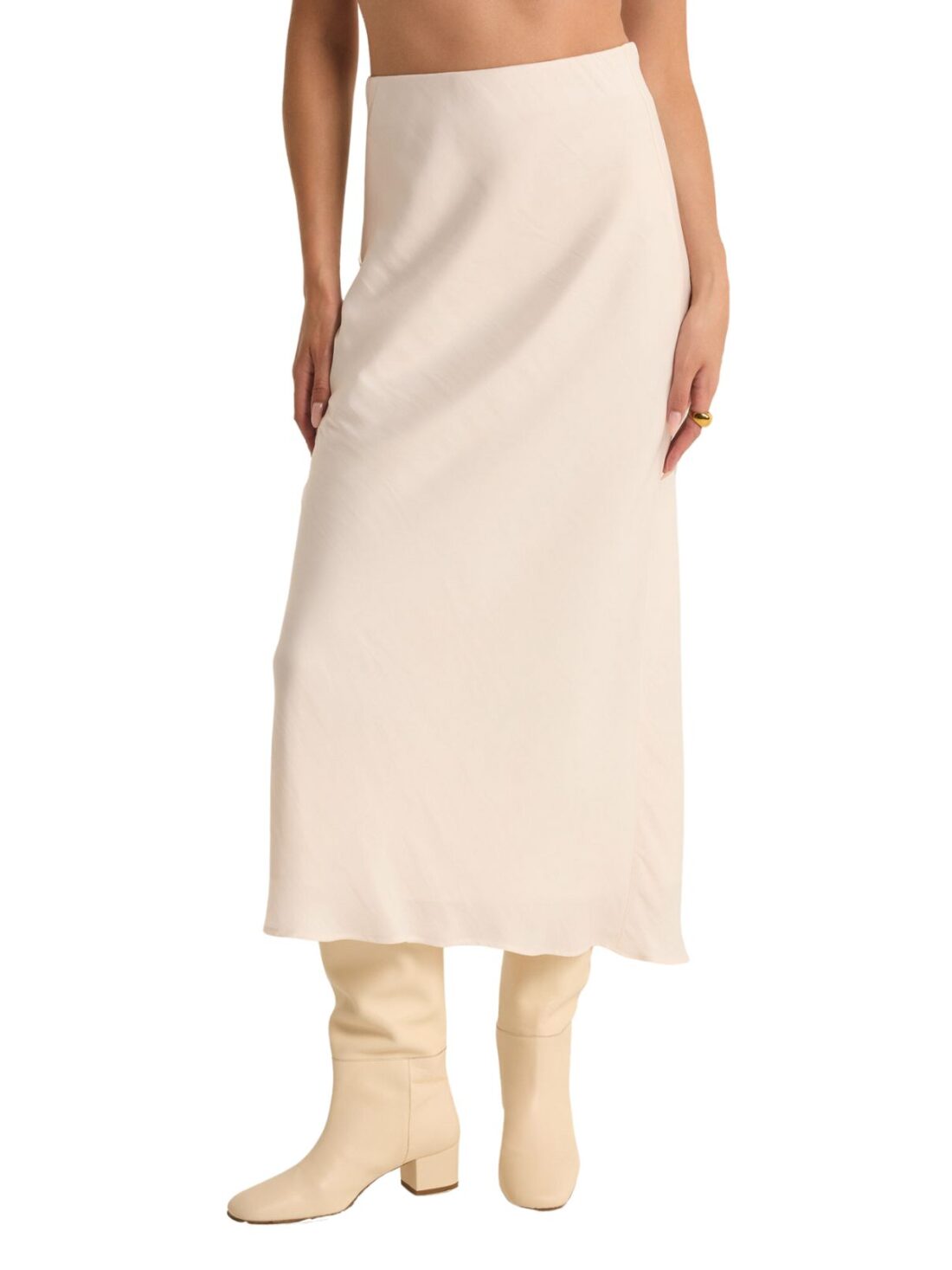 z supply europa poly sheen skirt in sea salt