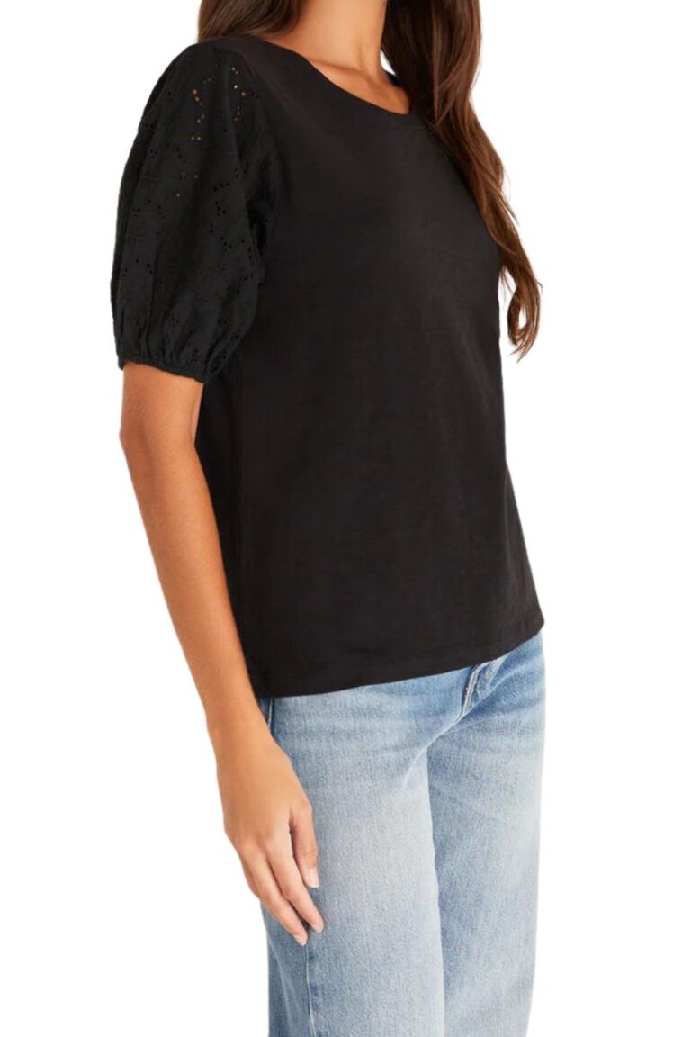 z supply isabel eyelet top in black