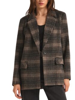 z supply kingston plaid blazer in latte