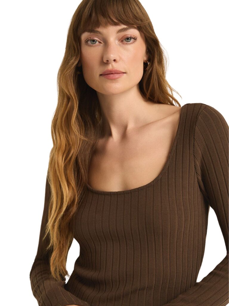 z supply madeline rib top in dark chocolate