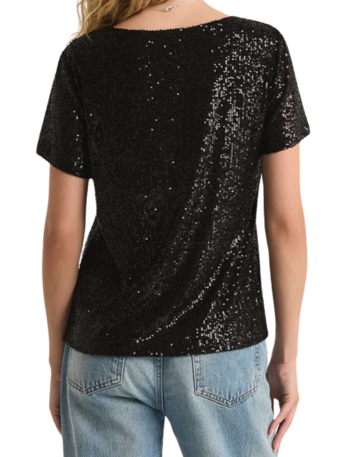 z supply marbella sequin top in black