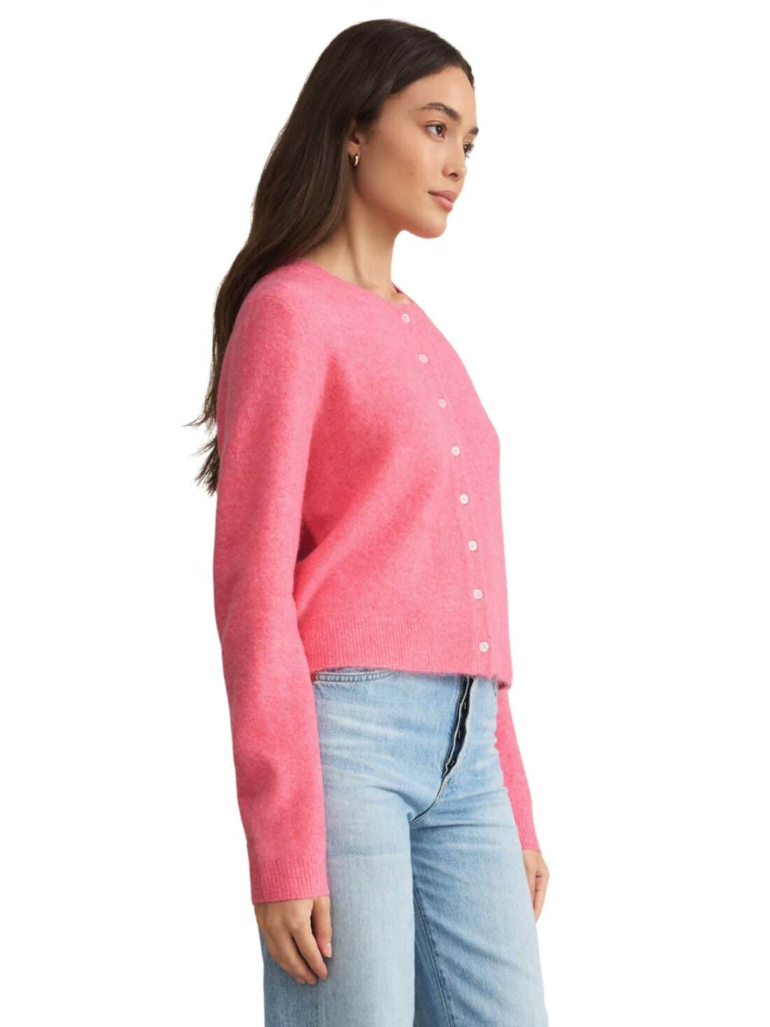 z supply medina cardigan in disco pink