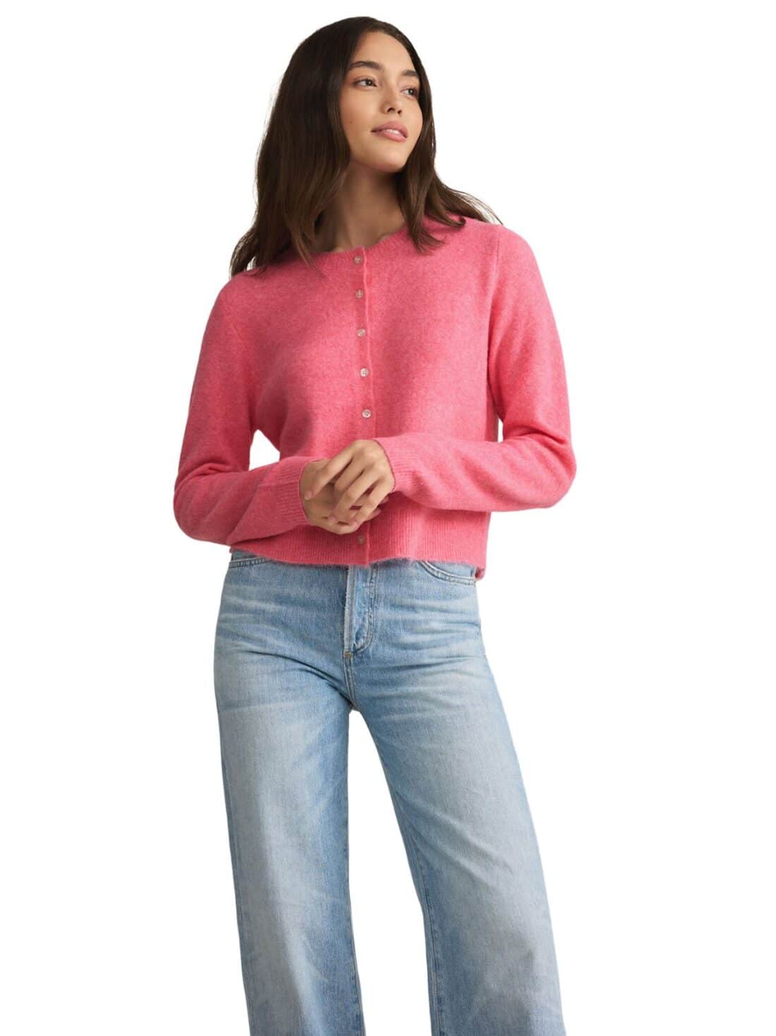 z supply medina cardigan in disco pink