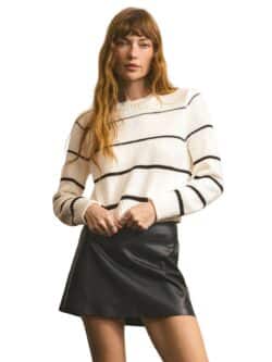 z supply milan stripe sweater in natural