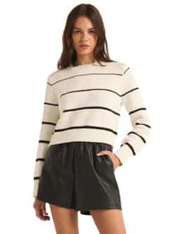 z supply milan stripe sweater in natural