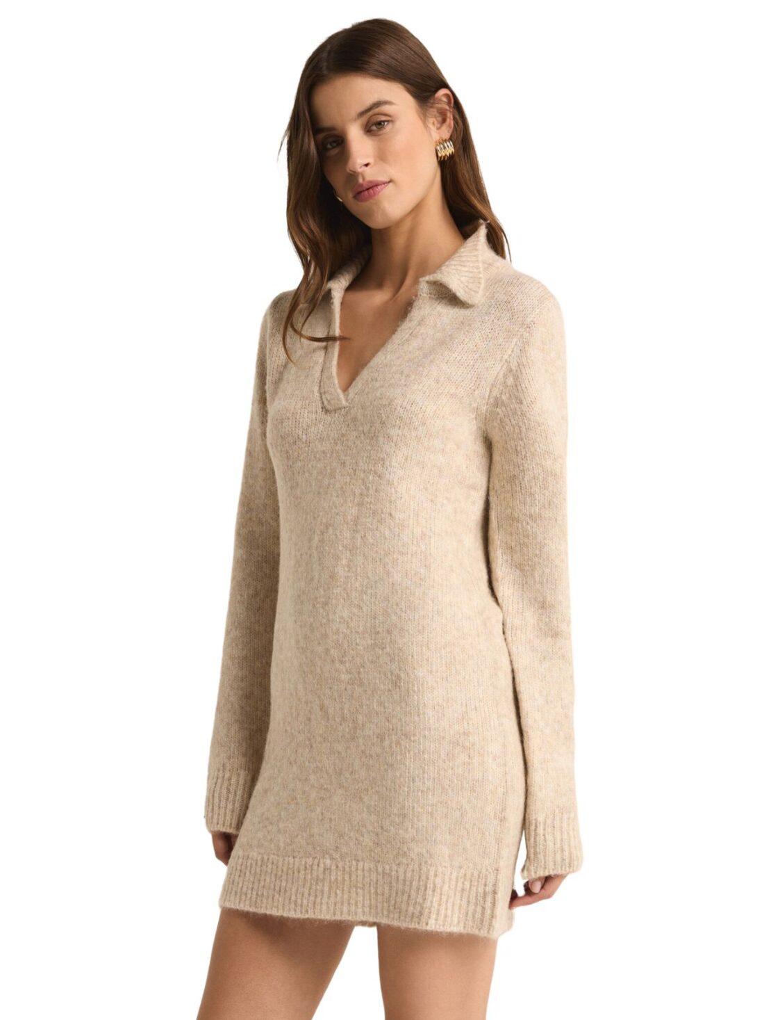 z supply redford sweater dress in lt oat