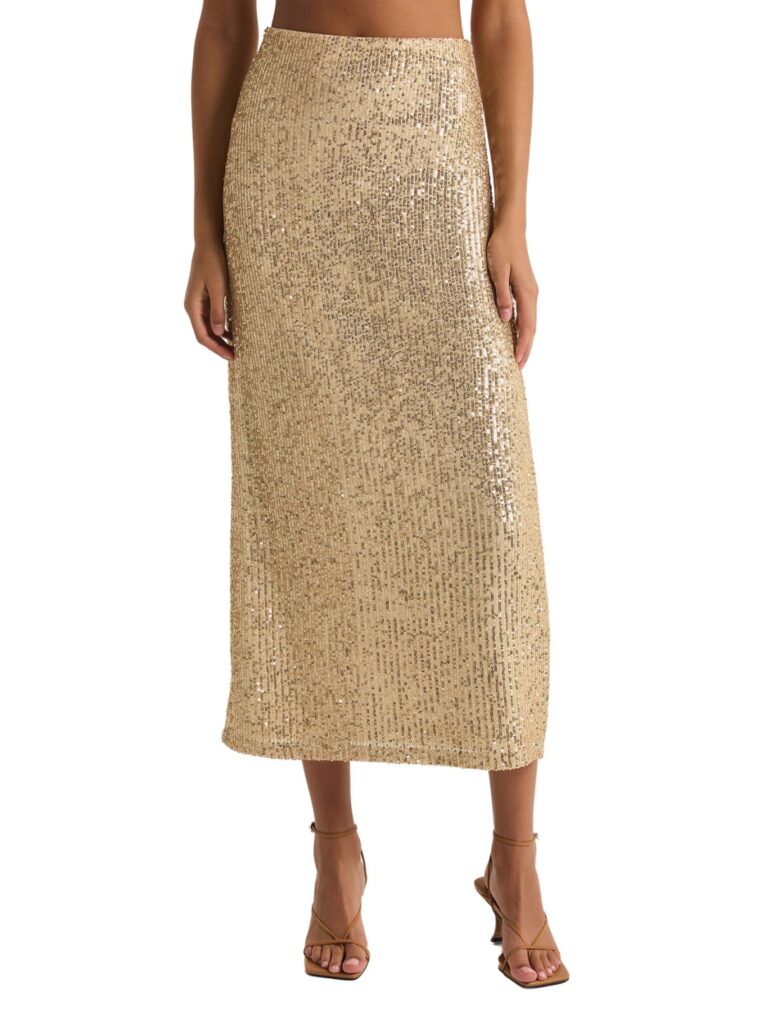 z supply saturn sequin skirt in champagne