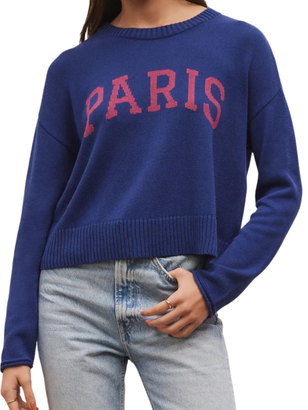 Z Supply Sienna Paris Sweater in Blue | Cotton Island Women's Clothing ...