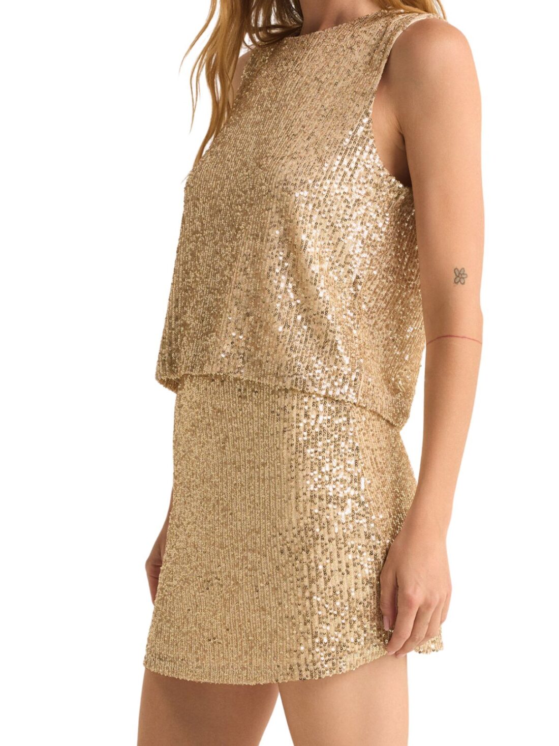 z supply sloane sequin top in champagne